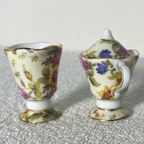 Vintage T. Limoges Casa Elite Miniature Porcelain Creamer & Sugar Bowl Set - Picture 10 of 13